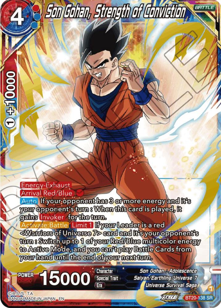 Son Gohan Strength of Conviction BT20-138 Power Absorbed Dragonball Super card