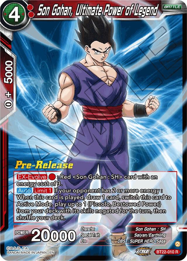 Son Gohan Ultimate Power of Legend BT22-010 Critical Blow Pre-Release Cards Dragonball Super card