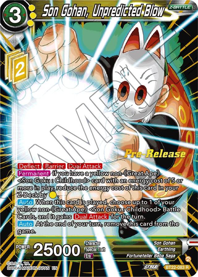 Son Gohan Unpredicted Blow BT22-083 Critical Blow Pre-Release Cards Dragonball Super card