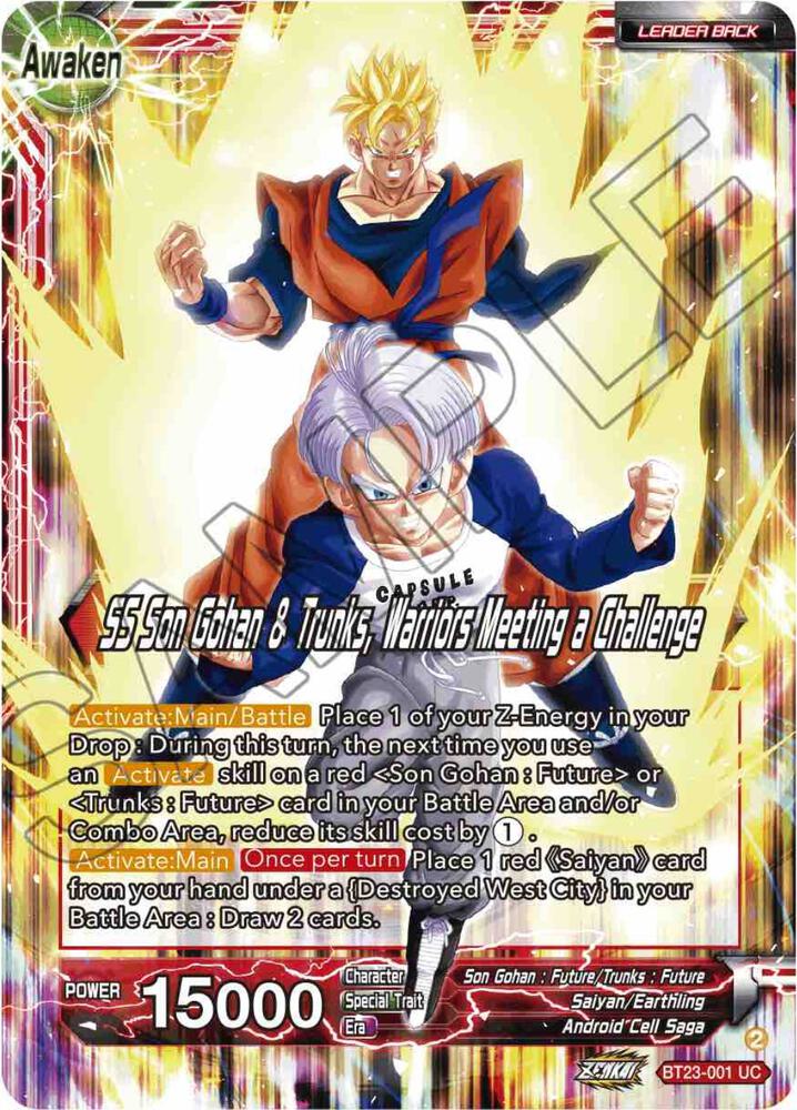 Son Gohan and Trunks SS Son Gohan and Trunks Warriors Meeting a Challenge Foil BT23-001 Perfect Combination Dragonball Super card