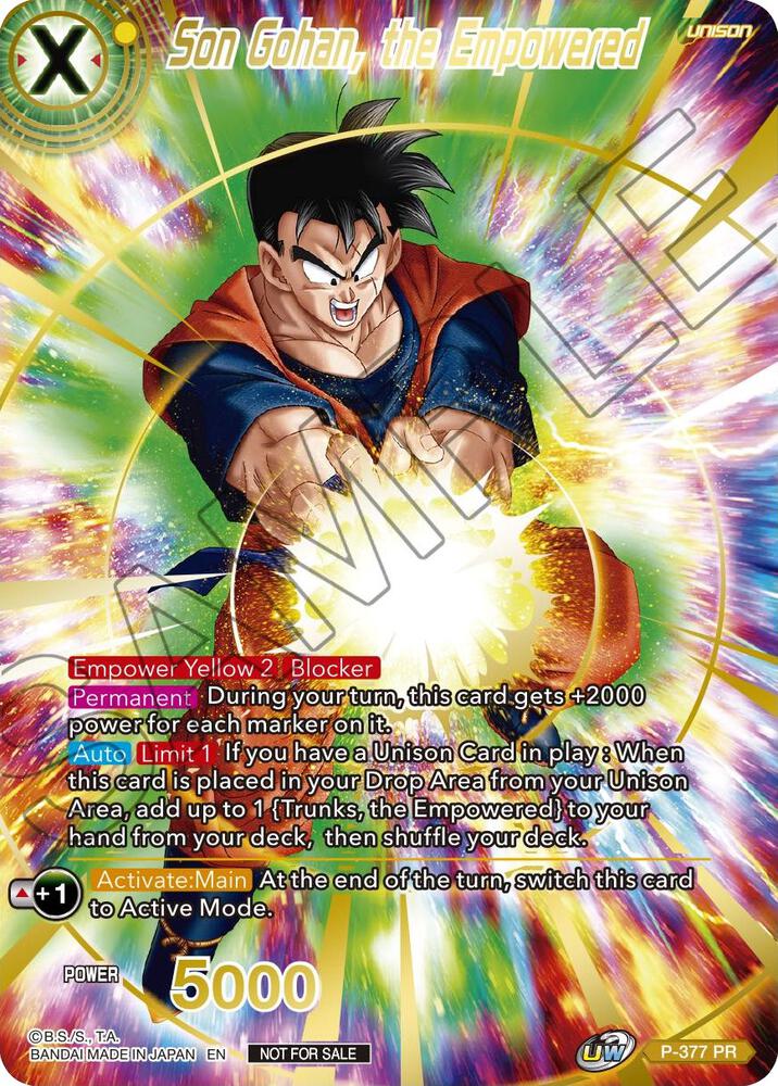 Son Gohan the Empowered Gold Stamped P-377 Promotion Cards Dragonball Super card