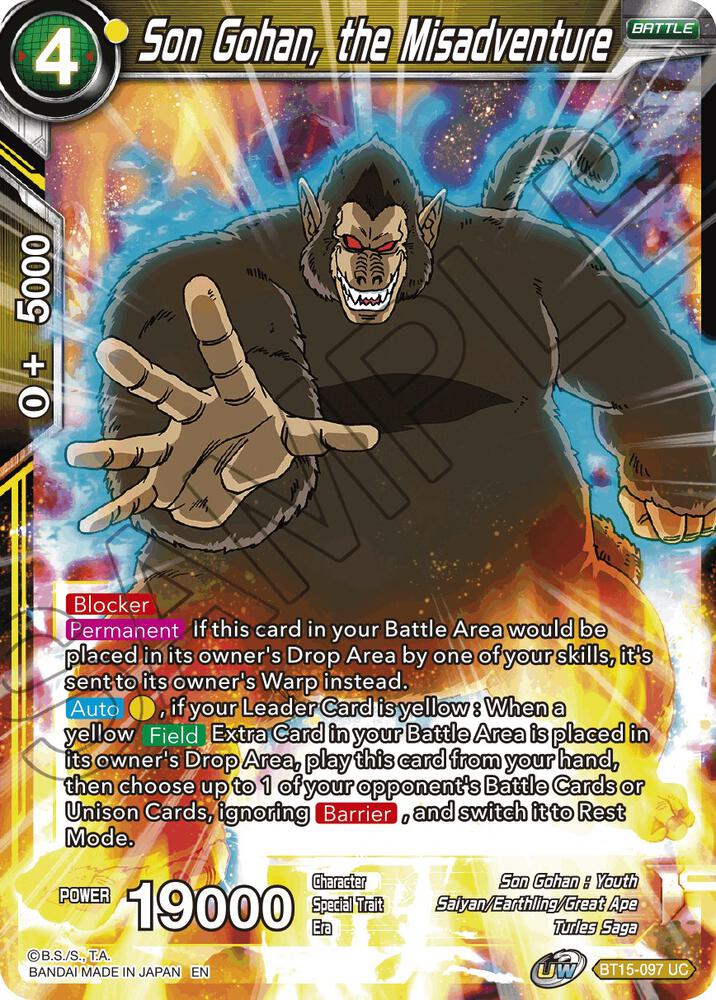 Son Gohan the Misadventure BT15-097 Saiyan Showdown Dragonball Super card