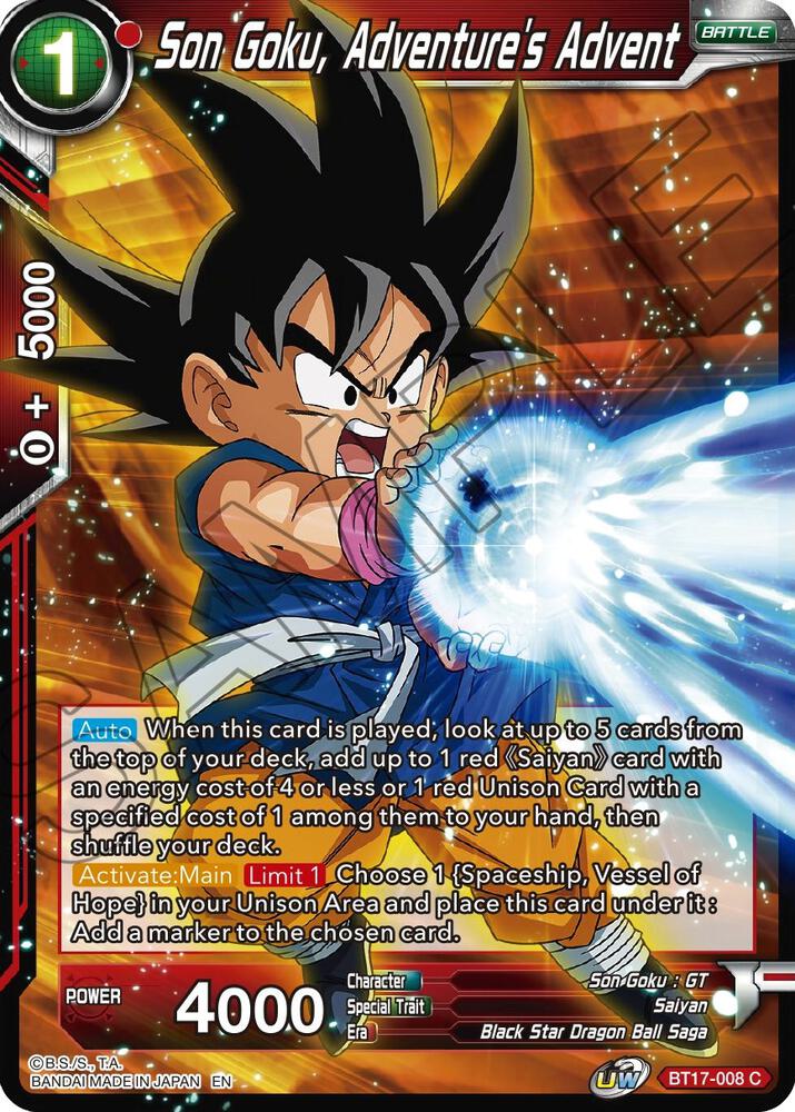 Son Goku Adventures Advent Foil BT17-008 Ultimate Squad Dragonball Super card
