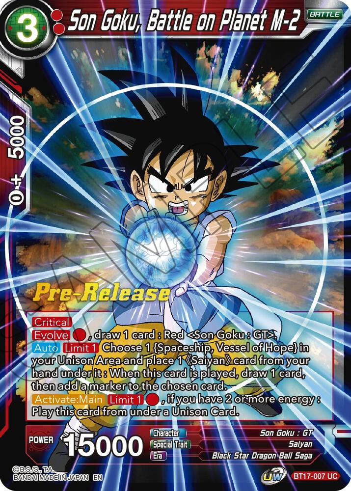 Son Goku Battle on Planet M 2 BT17-007 Ultimate Squad Pre-Release Cards Dragonball Super card