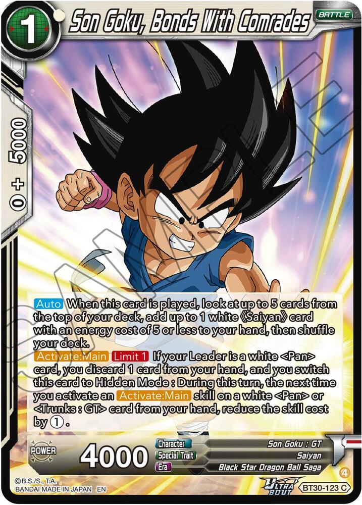 Son Goku Bonds With Comrades BT30-123 Three Glorious Fighters Dragonball Super card