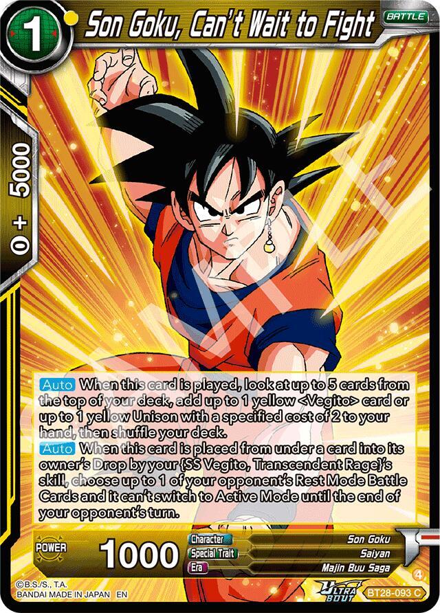 Son Goku Cant Wait to Fight BT28-093 Prismatic Clash Dragonball Super card