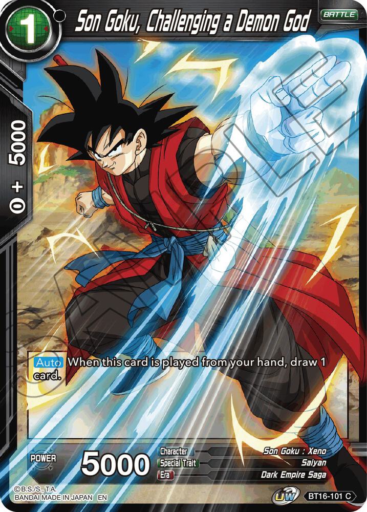 Son Goku Challenging a Demon God Foil BT16-101 Realm of the Gods Dragonball Super card