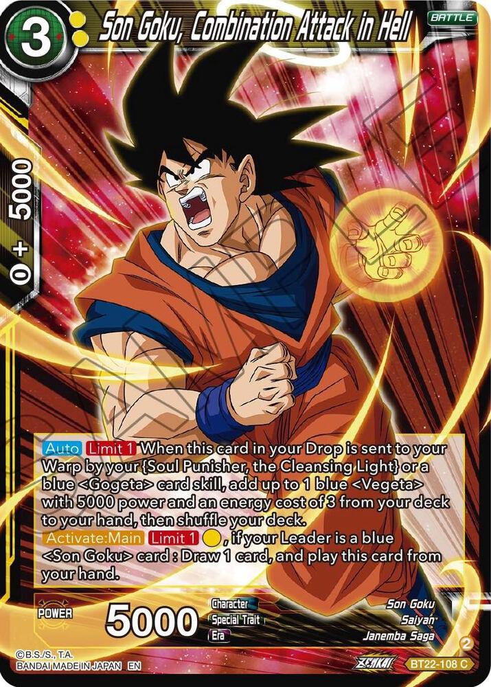 Son Goku Combination Attack in Hell BT22-108 Critical Blow Dragonball Super card