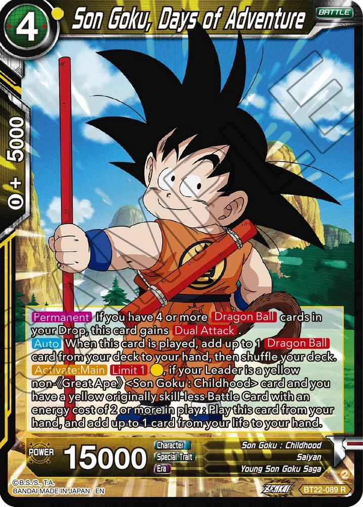 Son Goku Days of Adventure BT22-089 Critical Blow Dragonball Super card