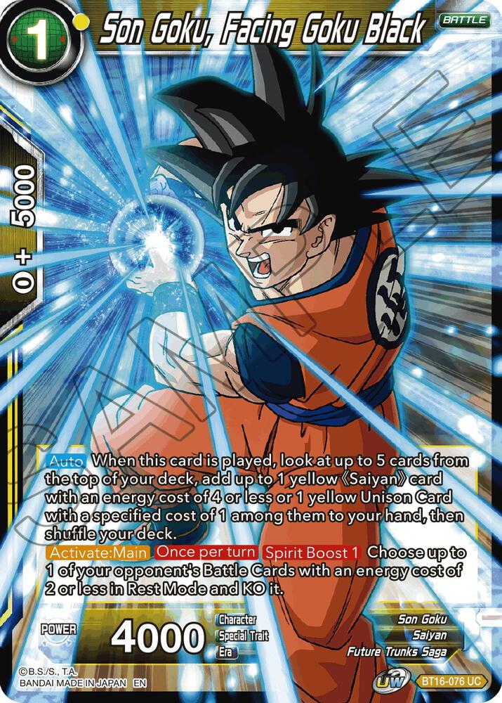 Son Goku Facing Goku Black Foil BT16-076 Realm of the Gods Dragonball Super card