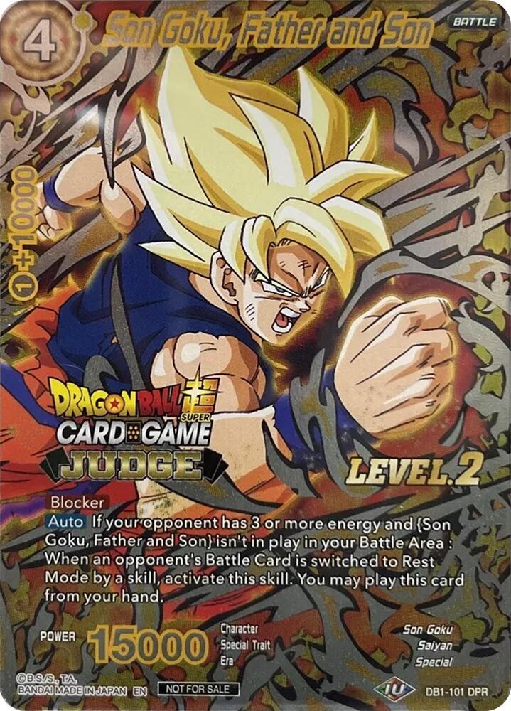 Son Goku Father and Son Level 2 DB1-101 Judge Promotion Cards Dragonball Super card
