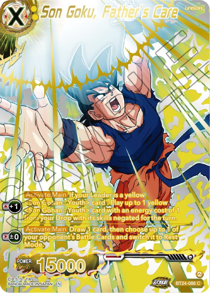 Son Goku Fathers Care Collector Booster Gold BT24-086 Beyond Generations Dragonball Super card