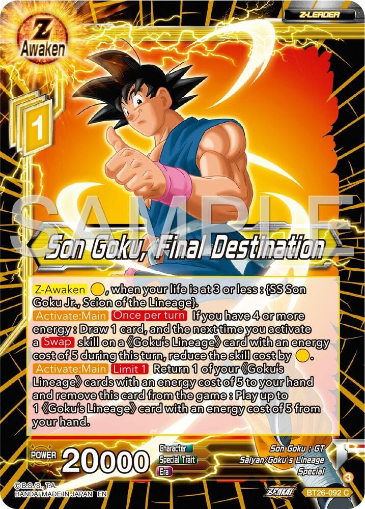 Son Goku Final Destination BT26-092 Ultimate Advent Dragonball Super card