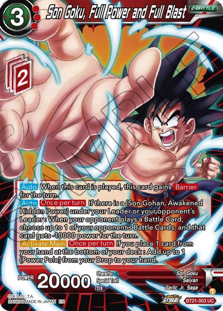 Son Goku Full Power and Full Blast Foil BT21-003 Wild Resurgence Dragonball Super card