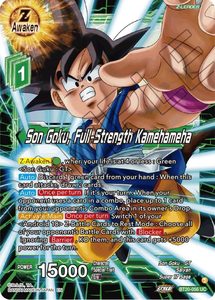 Son Goku Full Strength Kamehameha Foil BT20-056 Power Absorbed Dragonball Super card