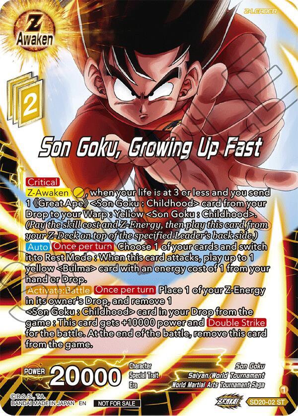 Son Goku Growing Up Fast ZENKAI Celebration Pack SD20-02 Promotion Cards Dragonball Super card