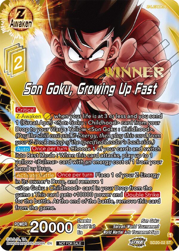 Son Goku Growing Up Fast ZENKAI Celebration Winner Stamped SD20-02 Promotion Cards Dragonball Super card