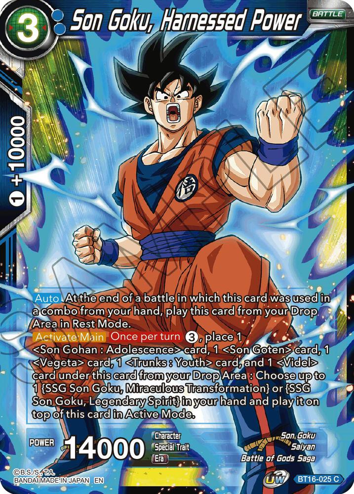 Son Goku Harnessed Power BT16-025 Realm of the Gods Dragonball Super card