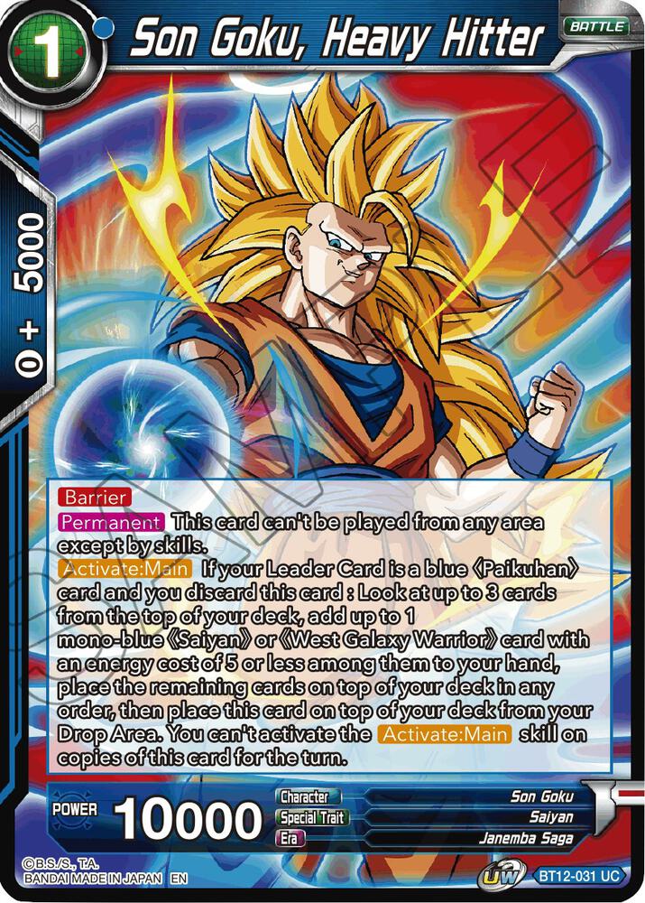 Son Goku Heavy Hitter BT12-031 Vicious Rejuvenation Dragonball Super card