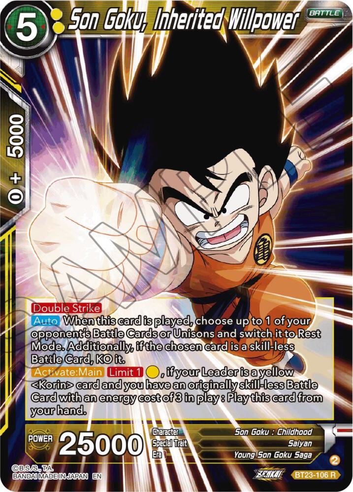 Son Goku Inherited Willpower Foil BT23-106 Perfect Combination Dragonball Super card