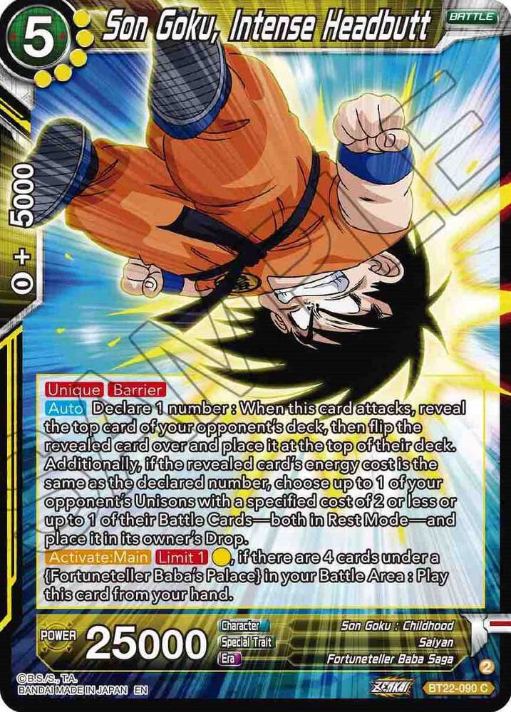 Son Goku Intense Headbutt Foil BT22-090 Critical Blow Dragonball Super card