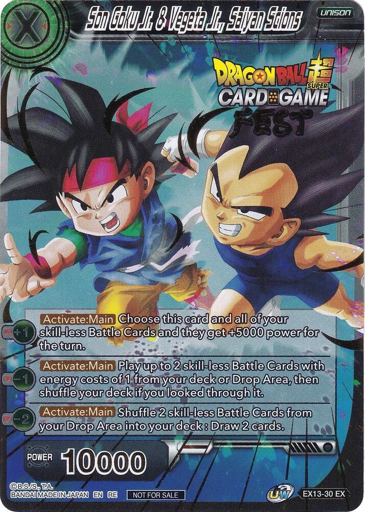 Son Goku Jr and Vegeta Jr Saiyan Scions Card Game Fest 2022 EX13-30 Tournament Promotion Cards Dragonball Super card