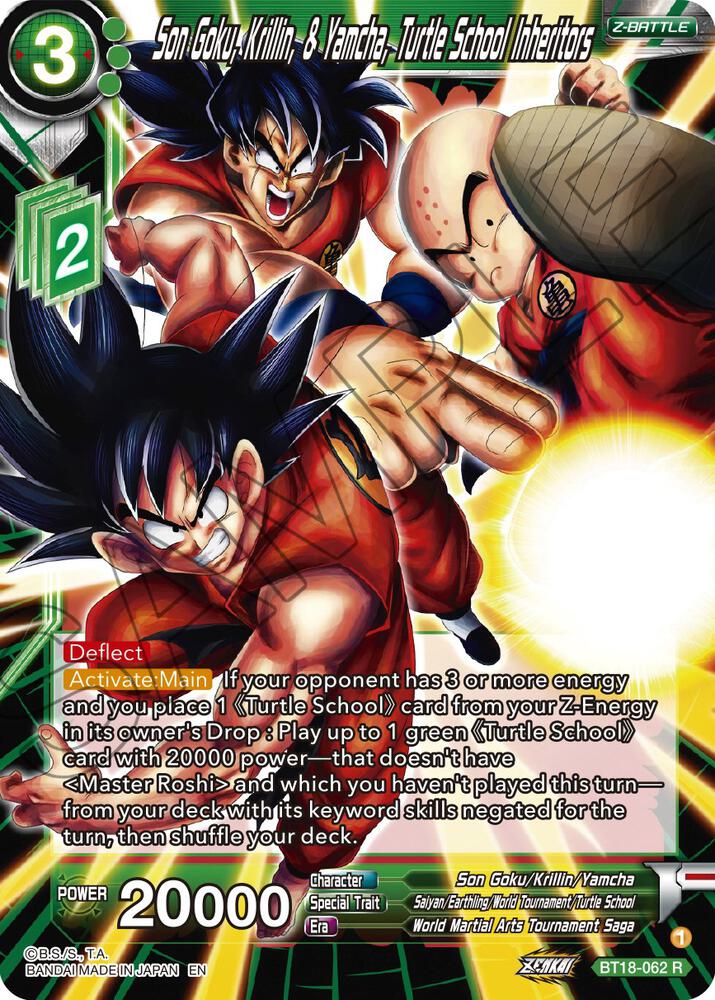 Son Goku Krillin and Yamcha Turtle School Inheritors BT18-062 Dawn of the Z-Legends Dragonball Super card