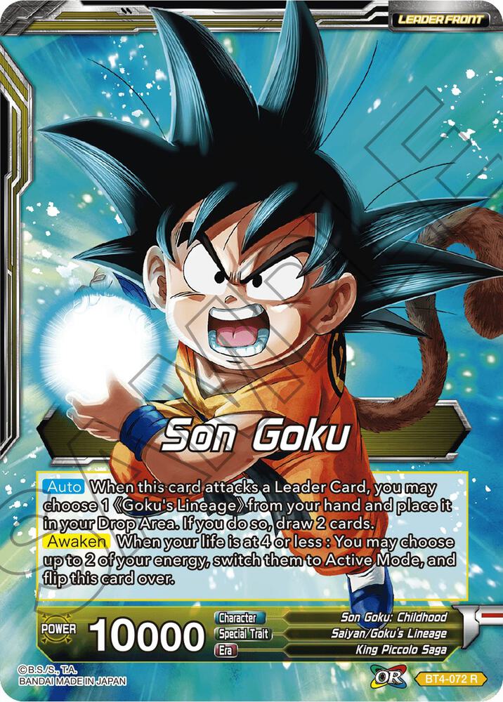 Son Goku Legacy Bearer Son Goku BT4-072 Colossal Warfare Dragonball Super card