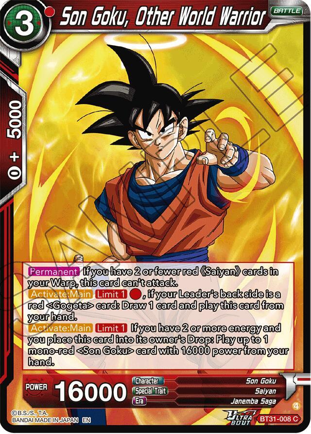 Son Goku Other World Warrior BT31-008 Impact Beyond Dimensions Dragonball Super card