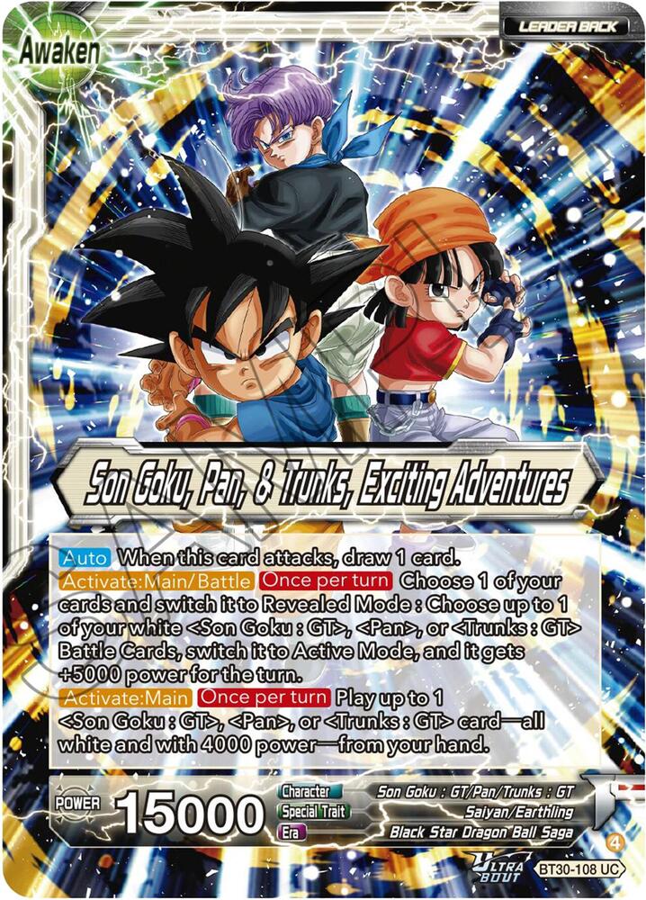 Son Goku Pan and Trunks Son Goku Pan and Trunks Exciting Adventures BT30-108 Three Glorious Fighters Dragonball Super card