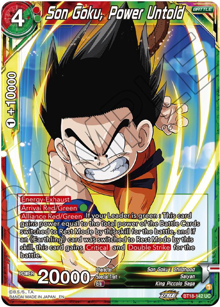 Son Goku Power Untold BT18-142 Dawn of the Z-Legends Dragonball Super card