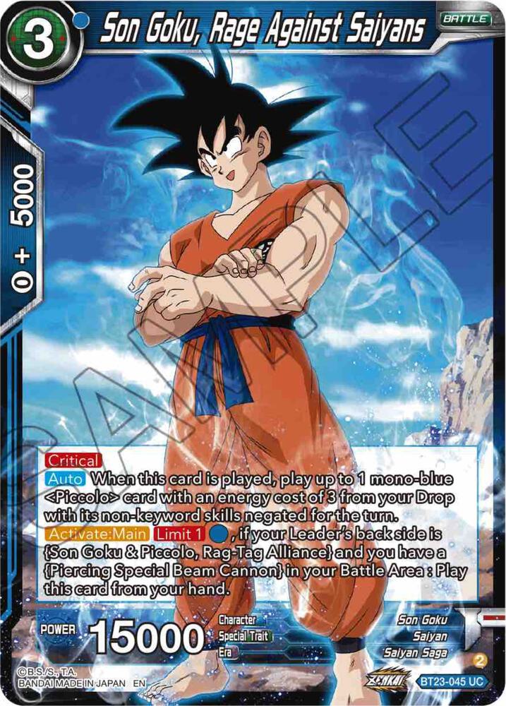 Son Goku Rage Against Saiyans Foil BT23-045 Perfect Combination Dragonball Super card