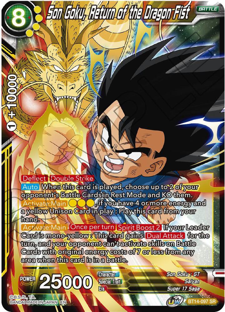 Son Goku Return of the Dragon Fist BT14-097 Cross Spirits Dragonball Super card