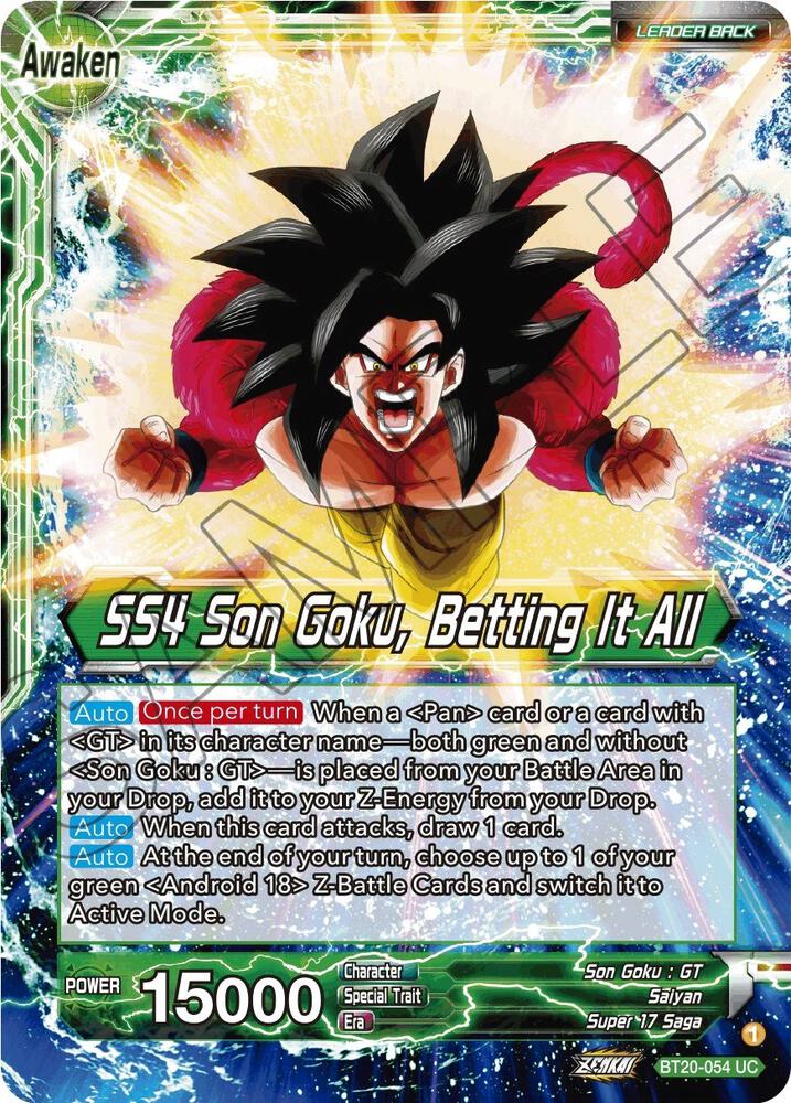 Son Goku SS4 Son Goku Betting It All BT20-054 Power Absorbed Dragonball Super card