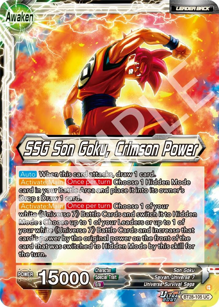 Son Goku SSG Son Goku Crimson Power BT28-105 Prismatic Clash Dragonball Super card