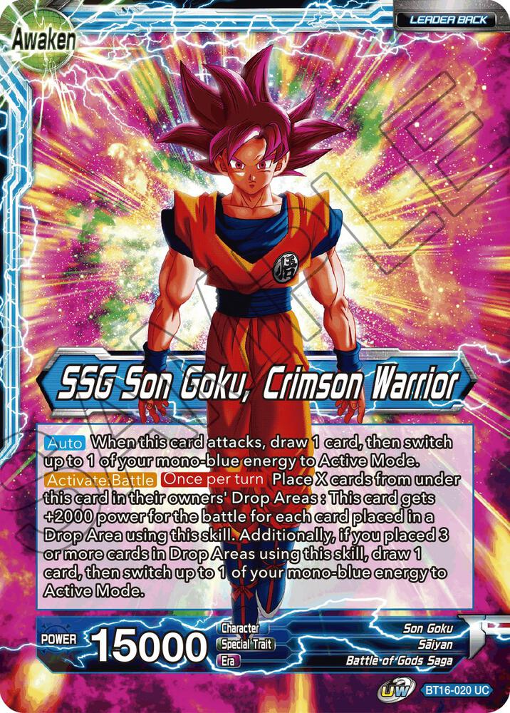 Son Goku SSG Son Goku Crimson Warrior Foil BT16-020 Realm of the Gods Dragonball Super card