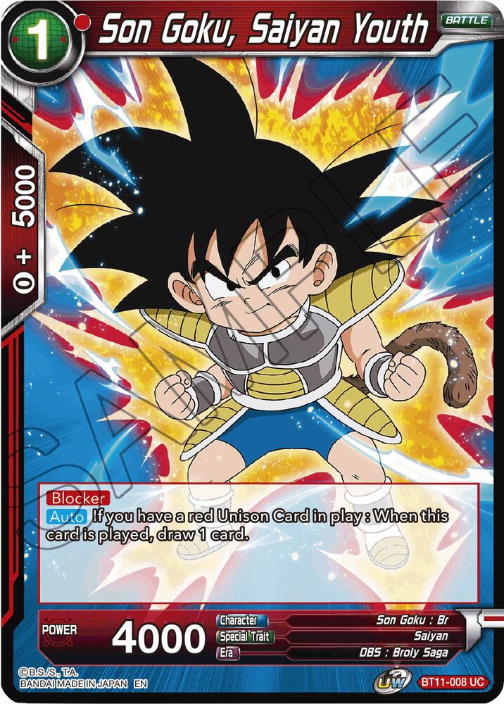 Son Goku Saiyan Youth BT11-008 Vermilion Bloodline Dragonball Super card