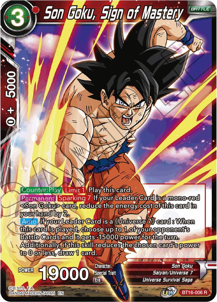 Son Goku Sign of Mastery BT16-006 Realm of the Gods Dragonball Super card