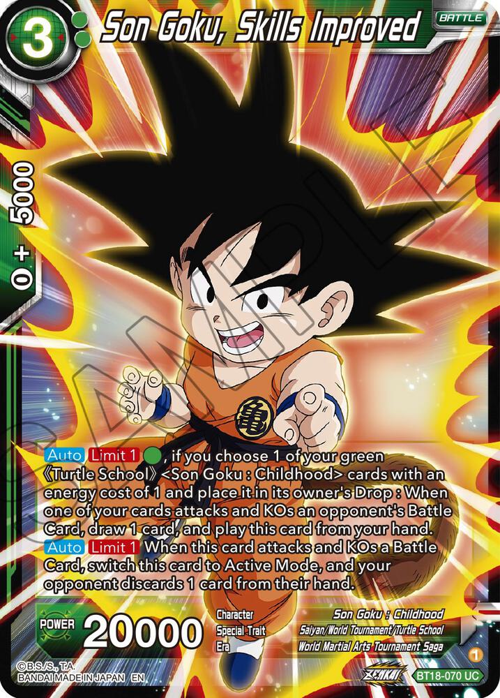 Son Goku Skills Improved Foil BT18-070 Dawn of the Z-Legends Dragonball Super card