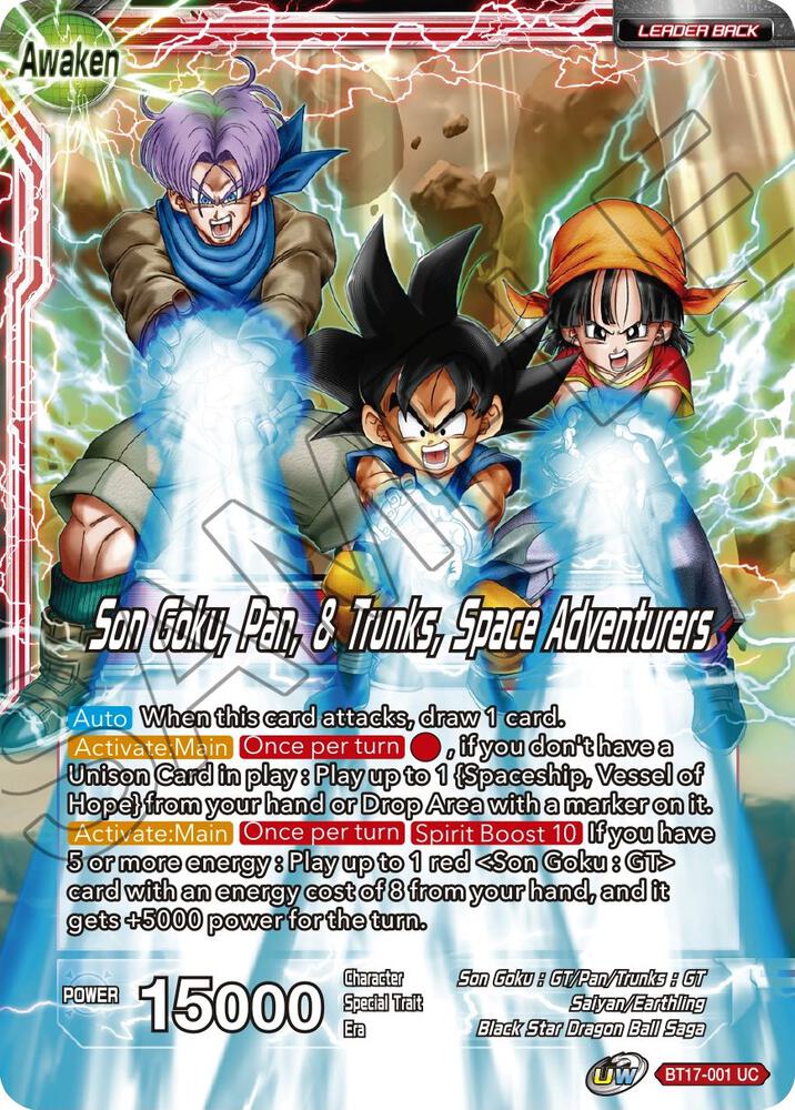 Son Goku Son Goku Pan and Trunks Space Adventurers Foil BT17-001 Ultimate Squad Dragonball Super card