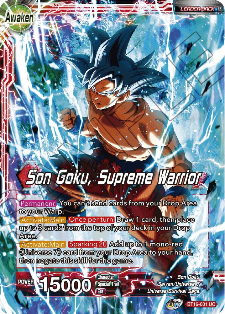 Son Goku Son Goku Supreme Warrior Foil BT16-001 Realm of the Gods Dragonball Super card