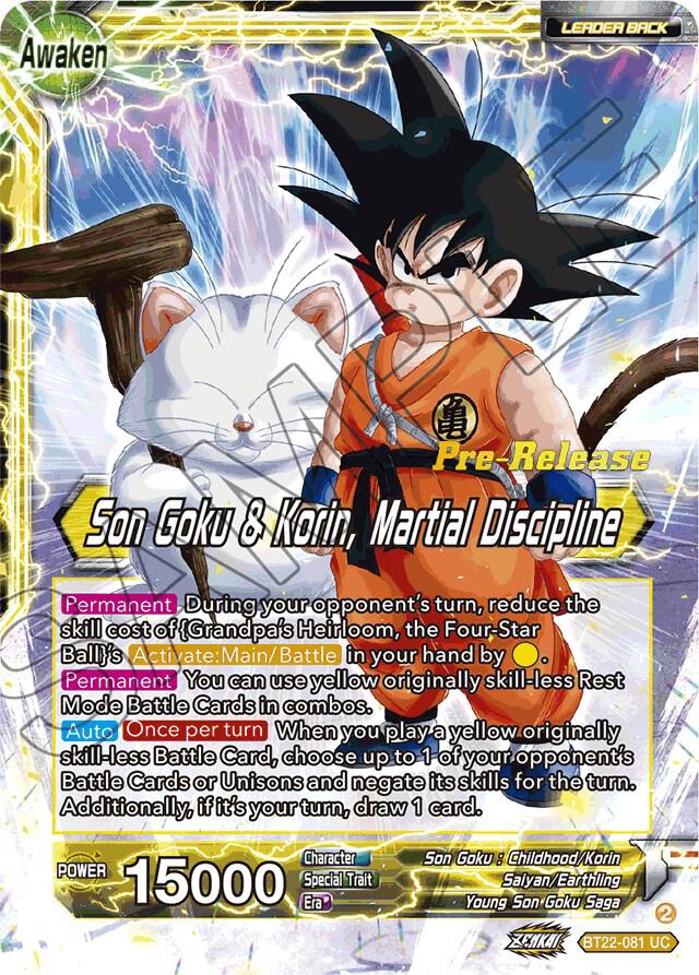 Son Goku Son Goku and Korin Martial Discipline BT22-081 Critical Blow Pre-Release Cards Dragonball Super card