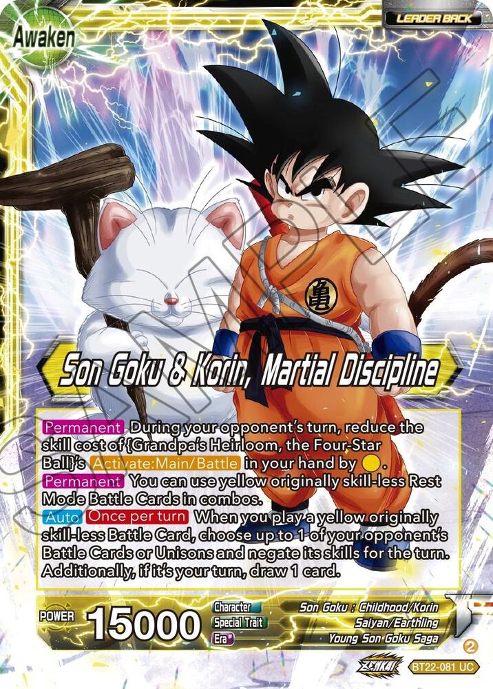 Son Goku Son Goku and Korin Martial Discipline Foil BT22-081 Critical Blow Dragonball Super card