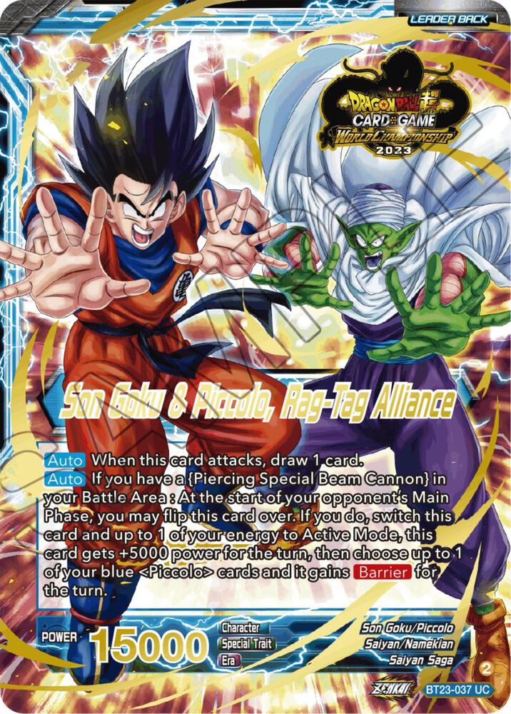 Son Goku Son Goku and Piccolo Rag Tag Alliance 2023 Worlds ZENKAI 06 Leader Set BT23-037 Tournament Promotion Cards Dragonball Super card