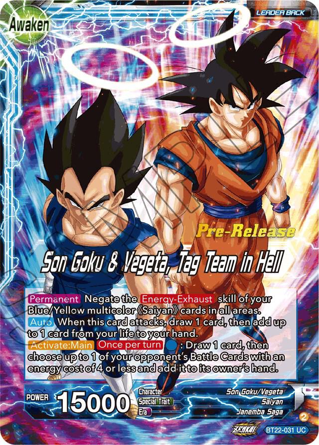 Son Goku Son Goku and Vegeta Tag Team in Hell BT22-031 Critical Blow Pre-Release Cards Dragonball Super card