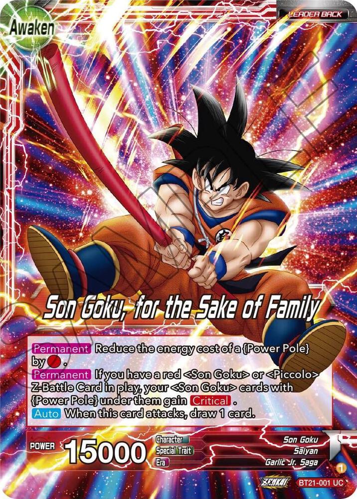 Son Goku Son Goku for the Sake of Family BT21-001 Wild Resurgence Dragonball Super card