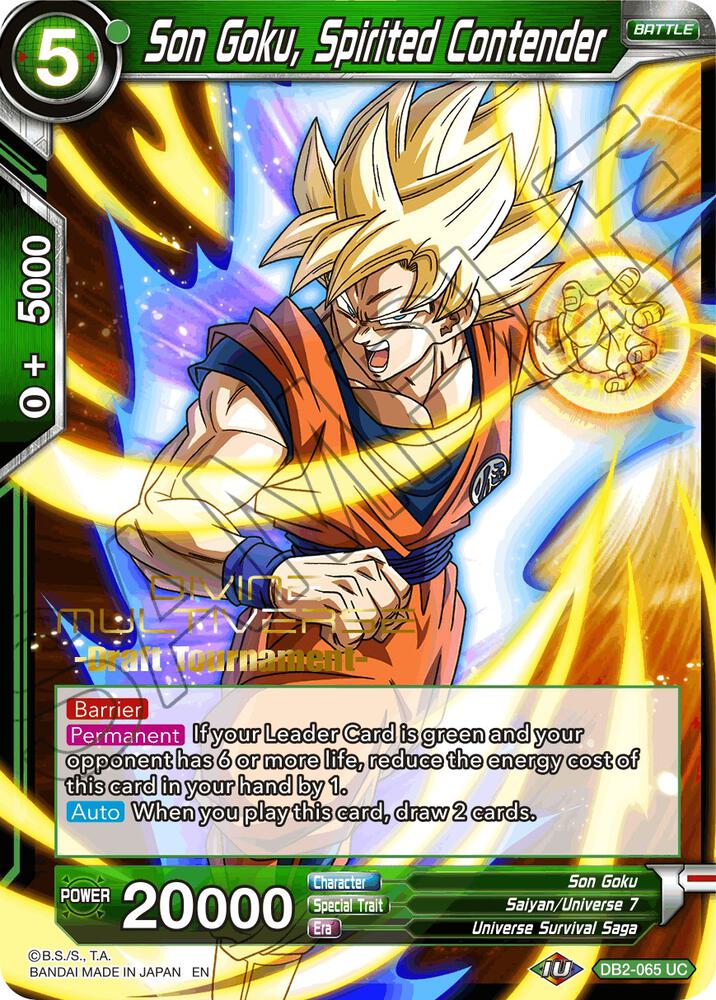 Son Goku Spirited Contender Divine Multiverse Draft Tournament DB2-065 Tournament Promotion Cards Dragonball Super card