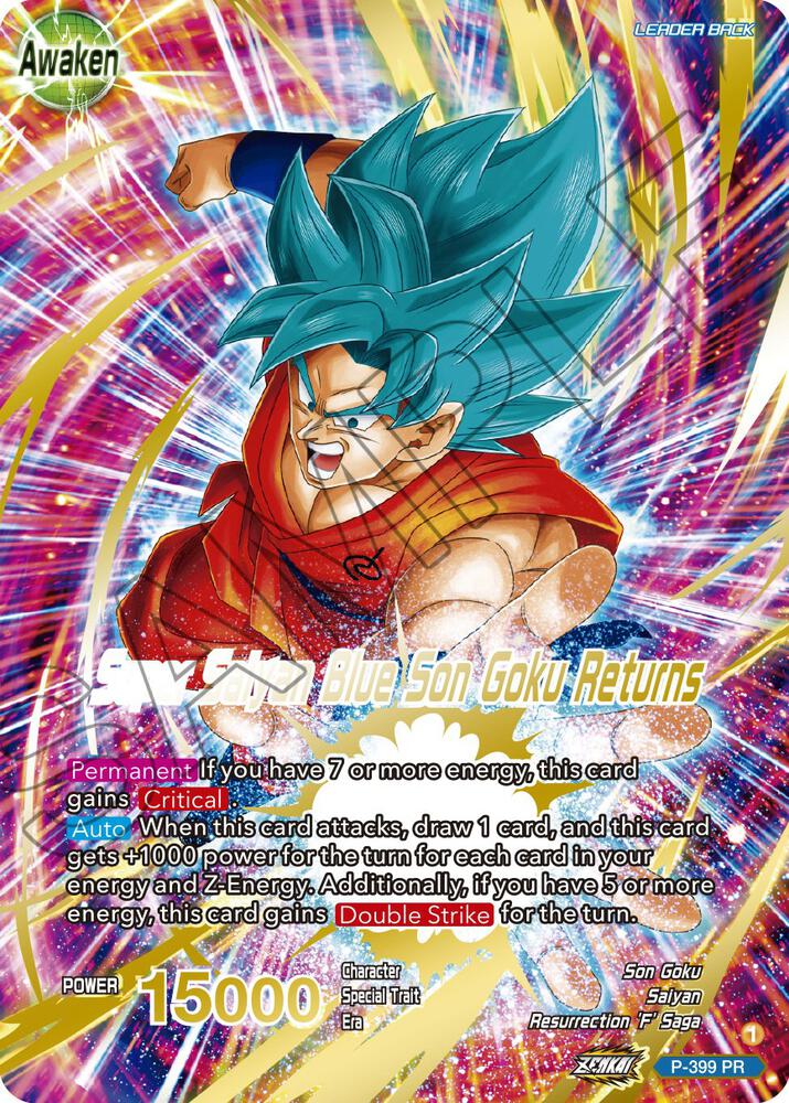Son Goku Super Saiyan Blue Son Goku Returns Gold Stamped P-399 Promotion Cards Dragonball Super card