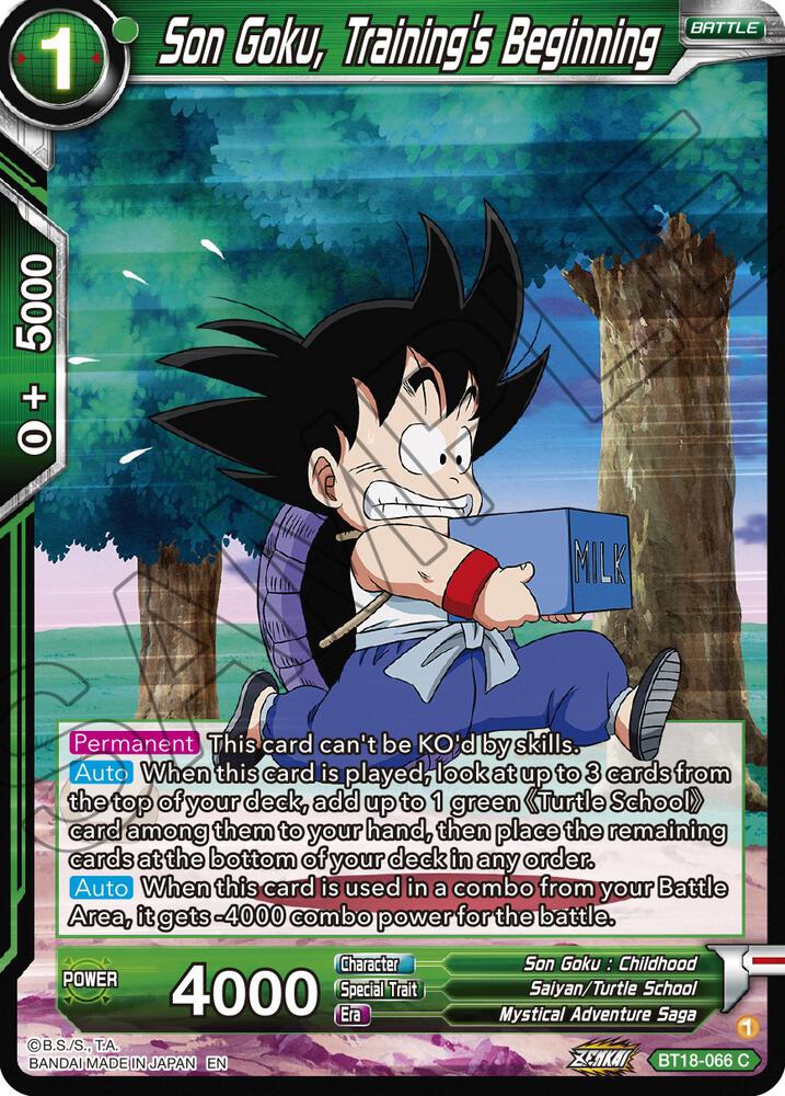 Son Goku Trainings Beginning Foil BT18-066 Dawn of the Z-Legends Dragonball Super card