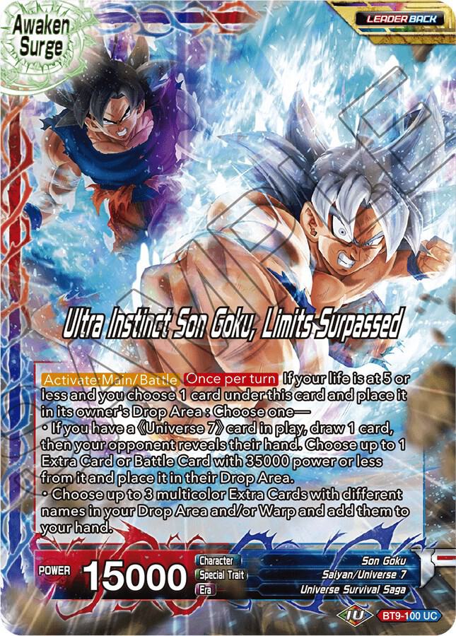 Son Goku Ultra Instinct Son Goku Limits Surpassed Foil BT9-100 Universal Onslaught Dragonball Super card